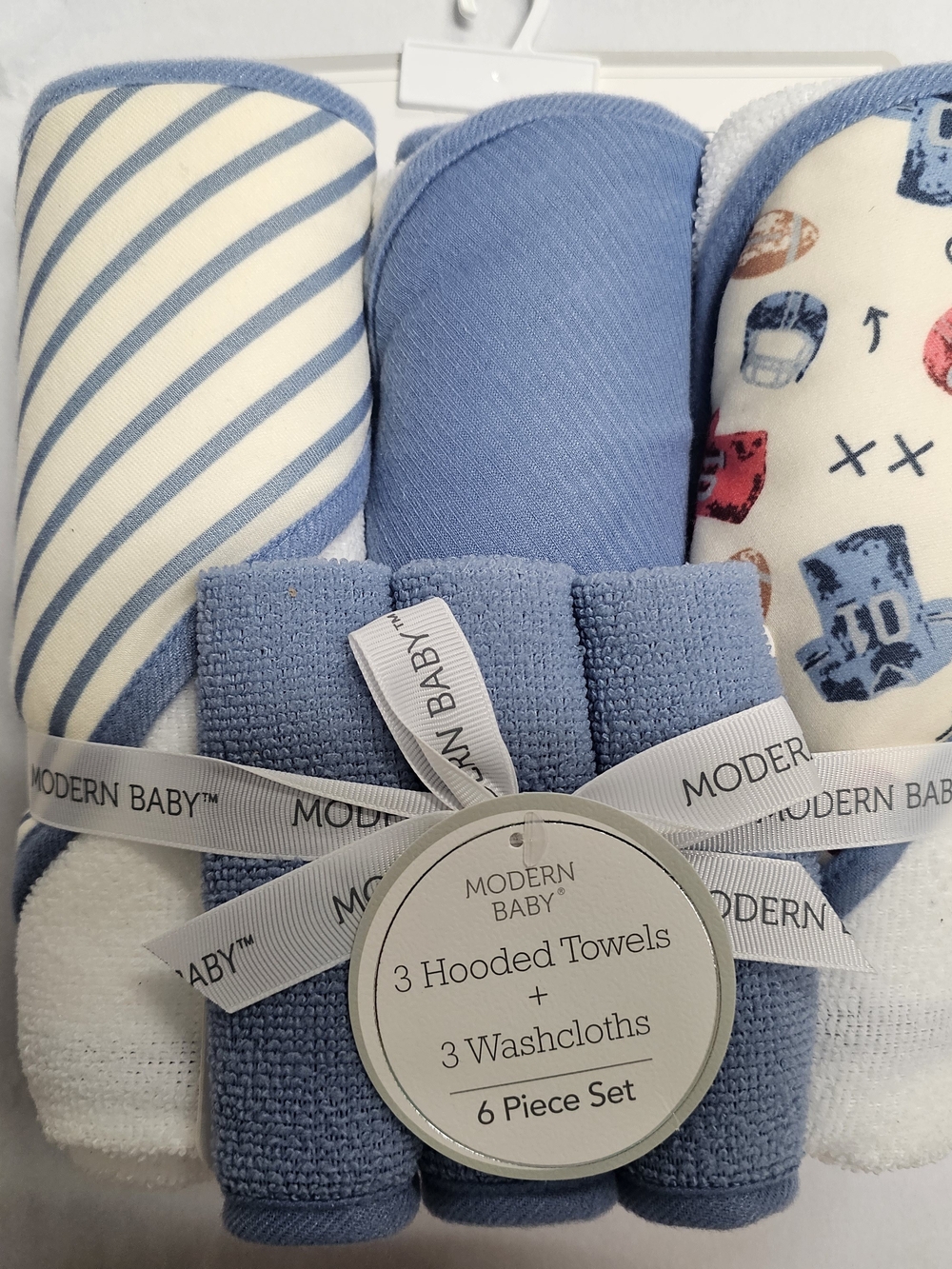Blue 6-Piece Baby Hooded Towels & Washcloths Set